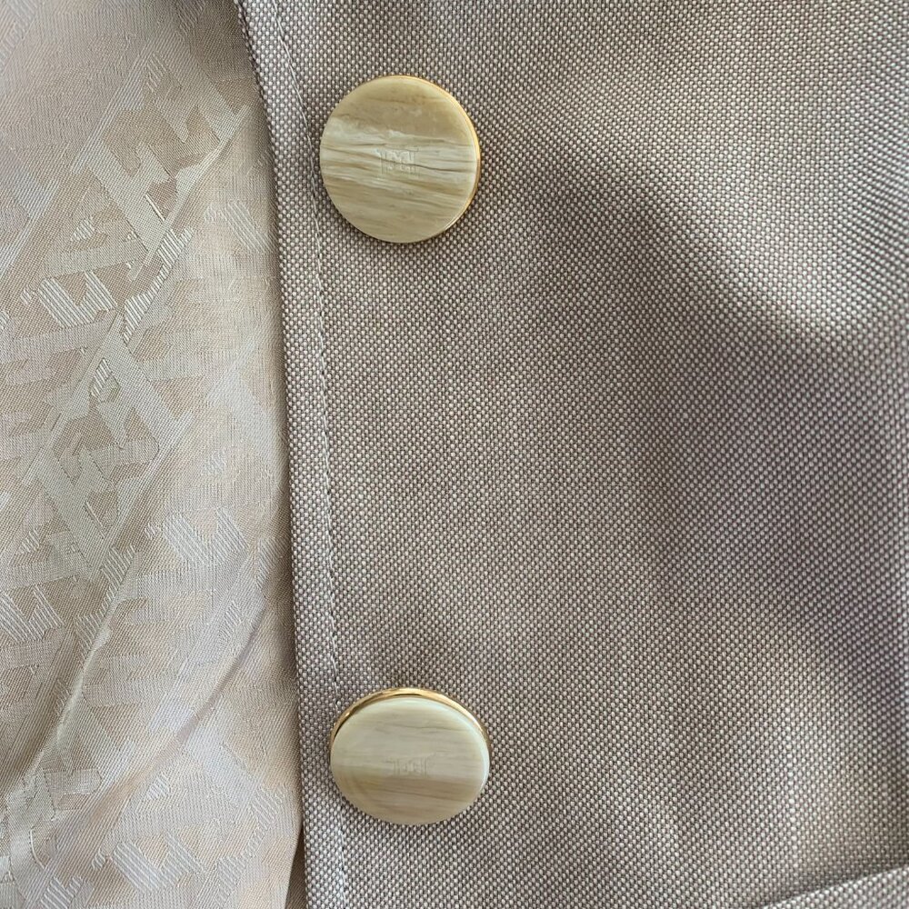 Escada Silk Wool Cotton Blend Earthy Toned Two Button Structured Blazer Coat - Picture 5 of 16